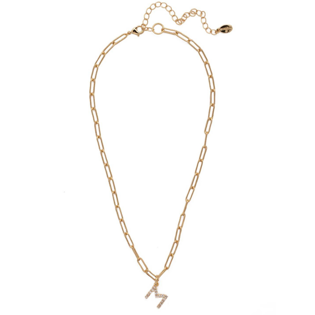 Sorrelli | Initial Pendant Necklace in Bright Gold Tone and Crystal - Giddy Up Glamour Boutique