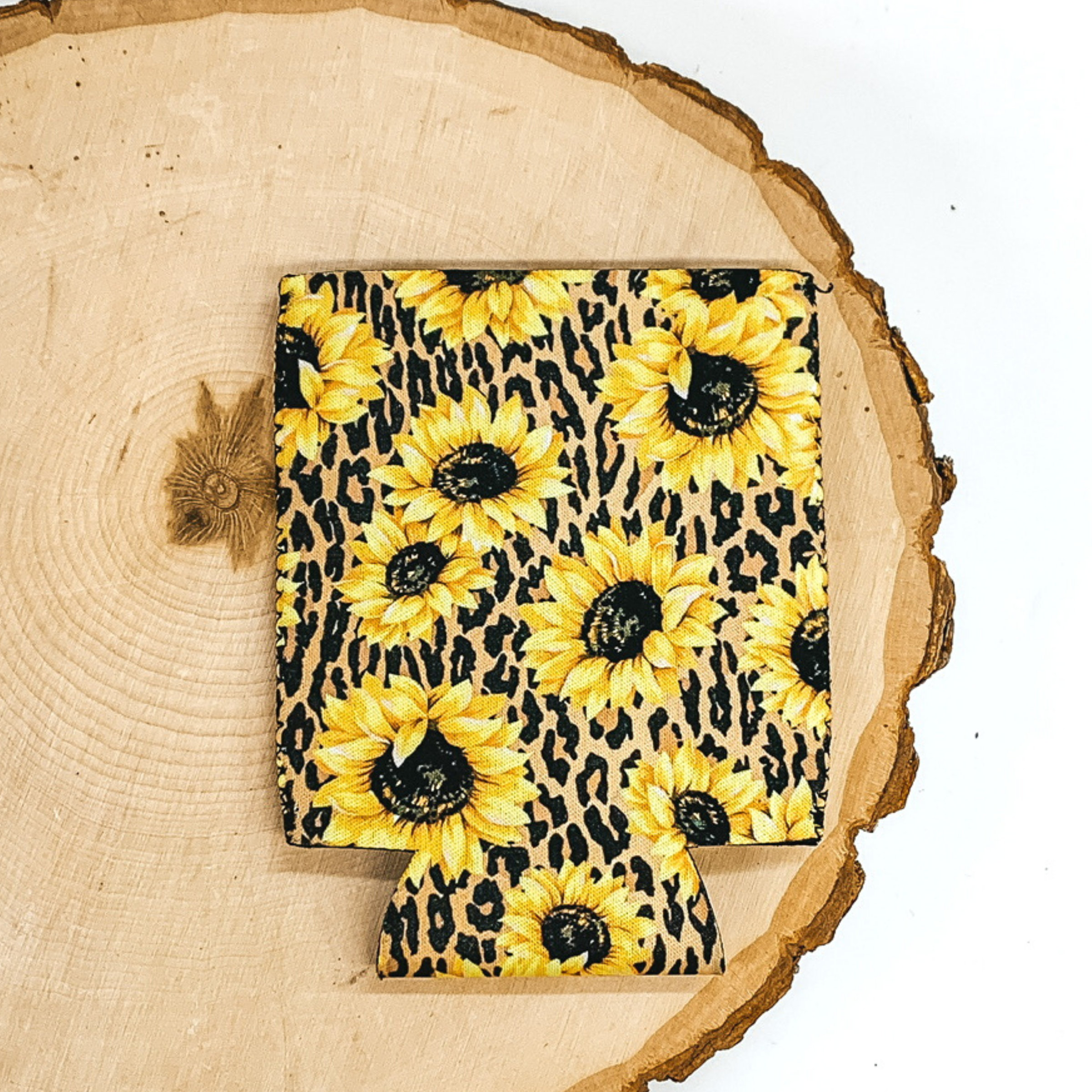 Sunflower Koozie in Leopard - Giddy Up Glamour Boutique