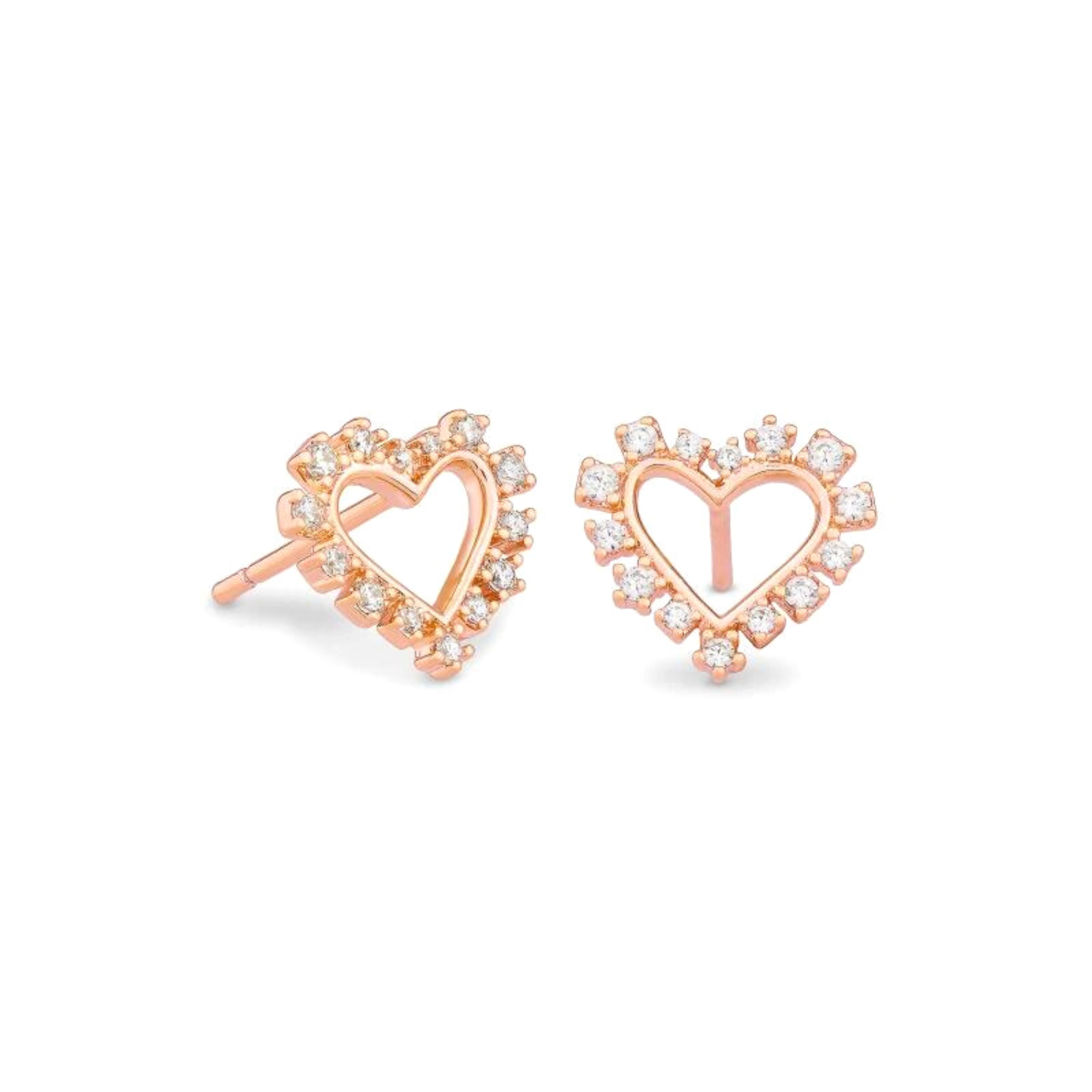 Kendra Scott | Ari Heart Rose Gold Stud Earrings in White Crystal - Giddy Up Glamour Boutique