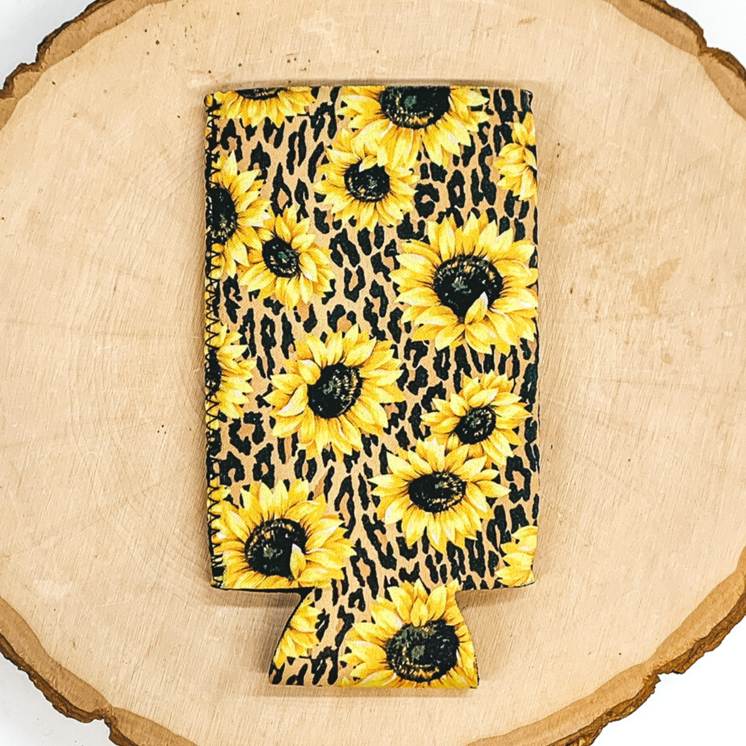 Sunflower Slim Can Koozie in Leopard - Giddy Up Glamour Boutique