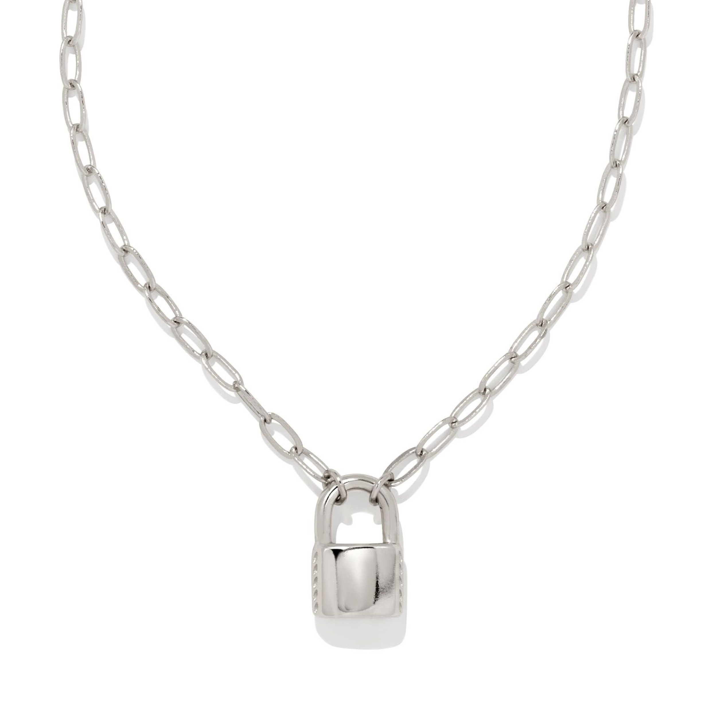 Kendra Scott | Jess Small Lock Chain Necklace in Silver - Giddy Up Glamour Boutique