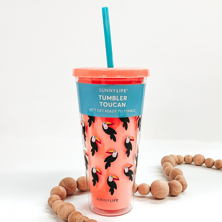 DAMAGED | Toucan Tumbler in Coral - Giddy Up Glamour Boutique