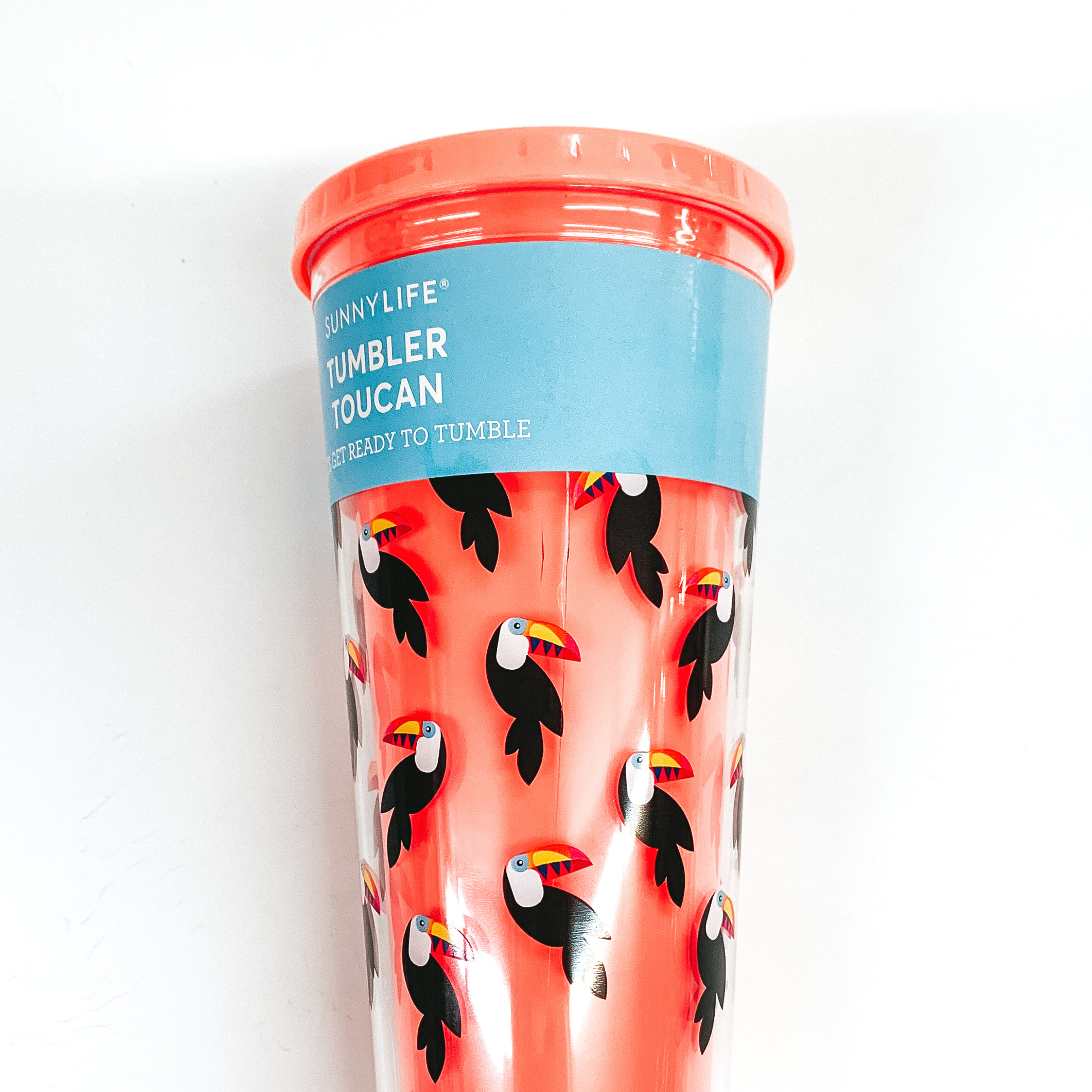 DAMAGED | Toucan Tumbler in Coral - Giddy Up Glamour Boutique