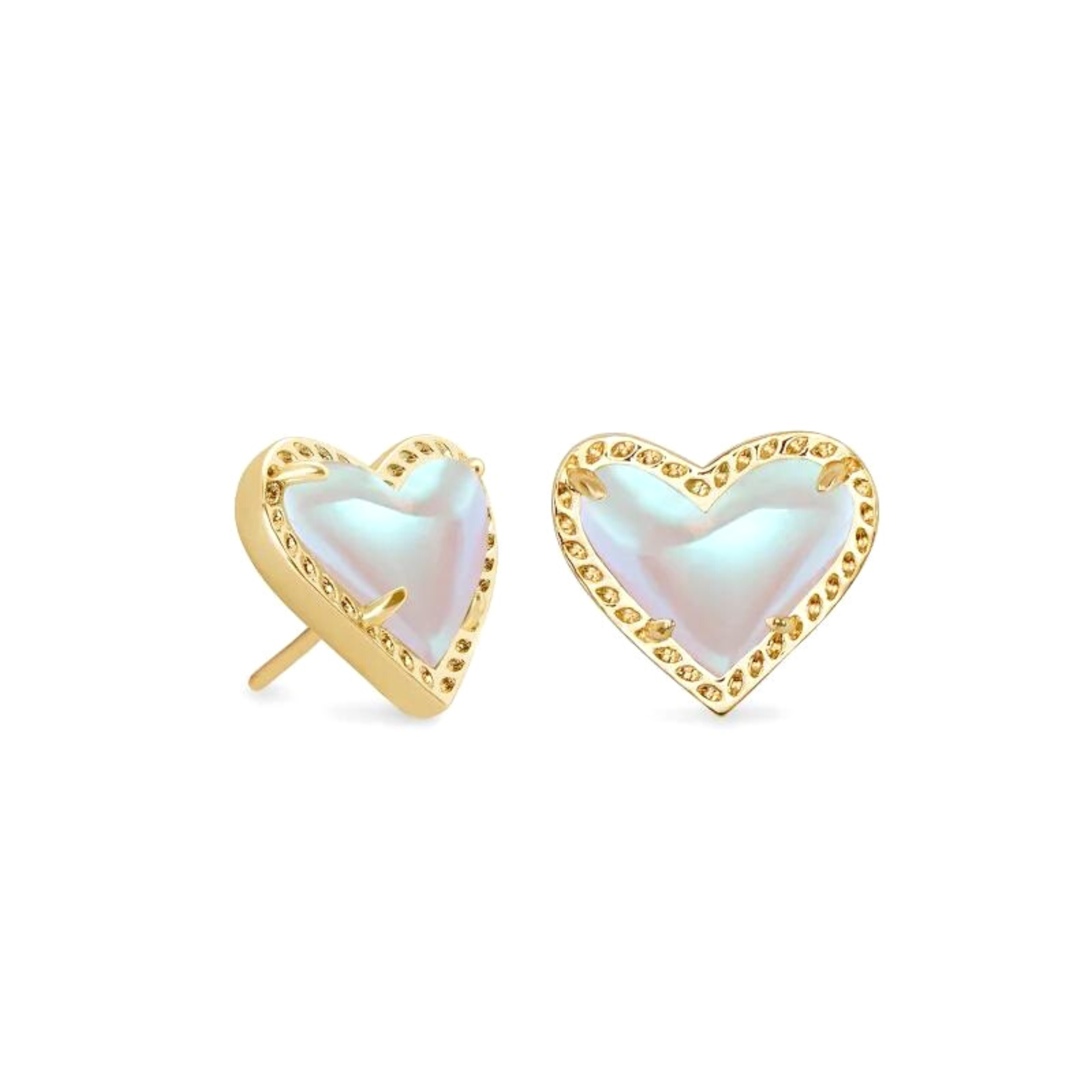 Kendra Scott | Ari Heart Gold Stud Earrings in Dichroic Glass - Giddy Up Glamour Boutique
