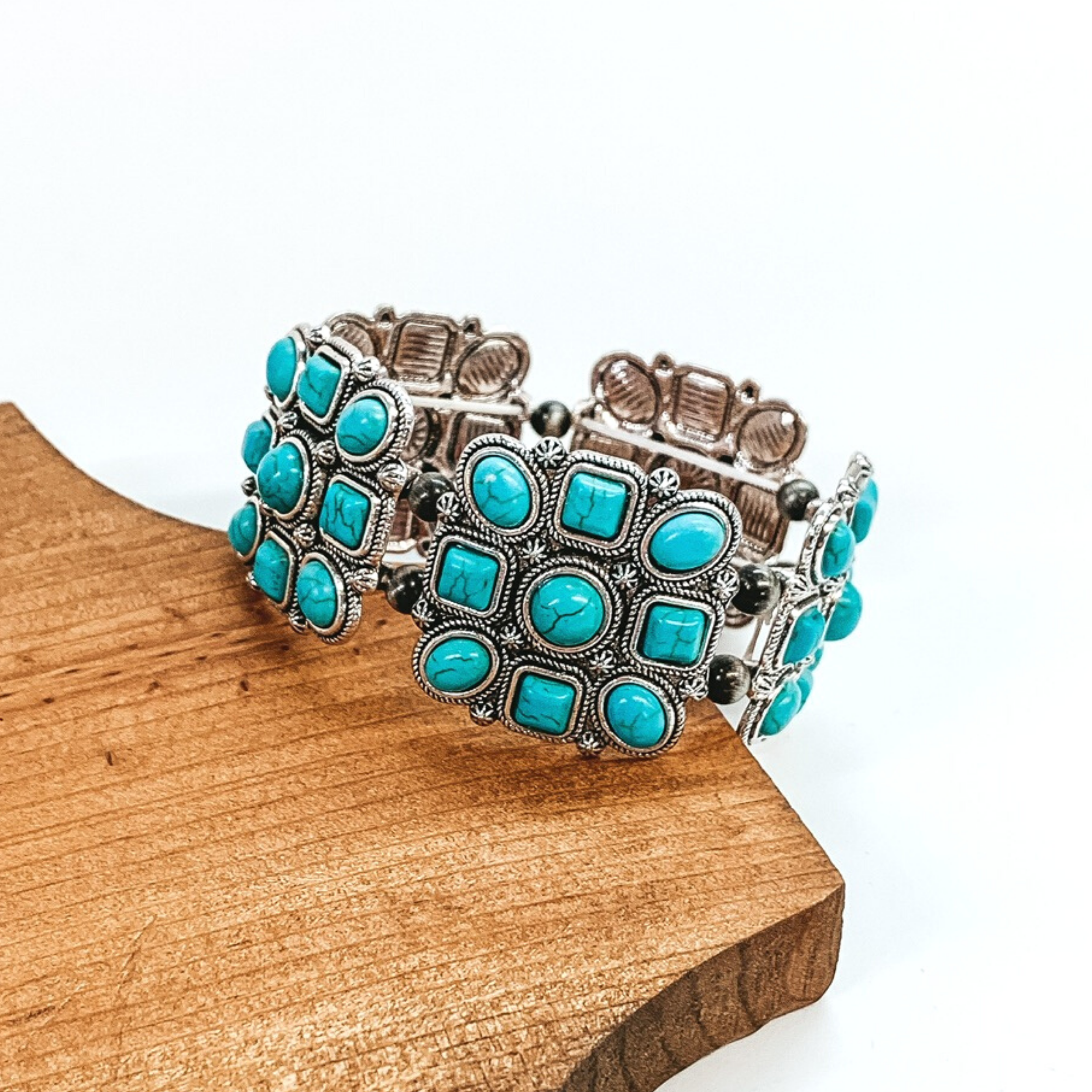 Square Stone Bracelet in Turquoise - Giddy Up Glamour Boutique