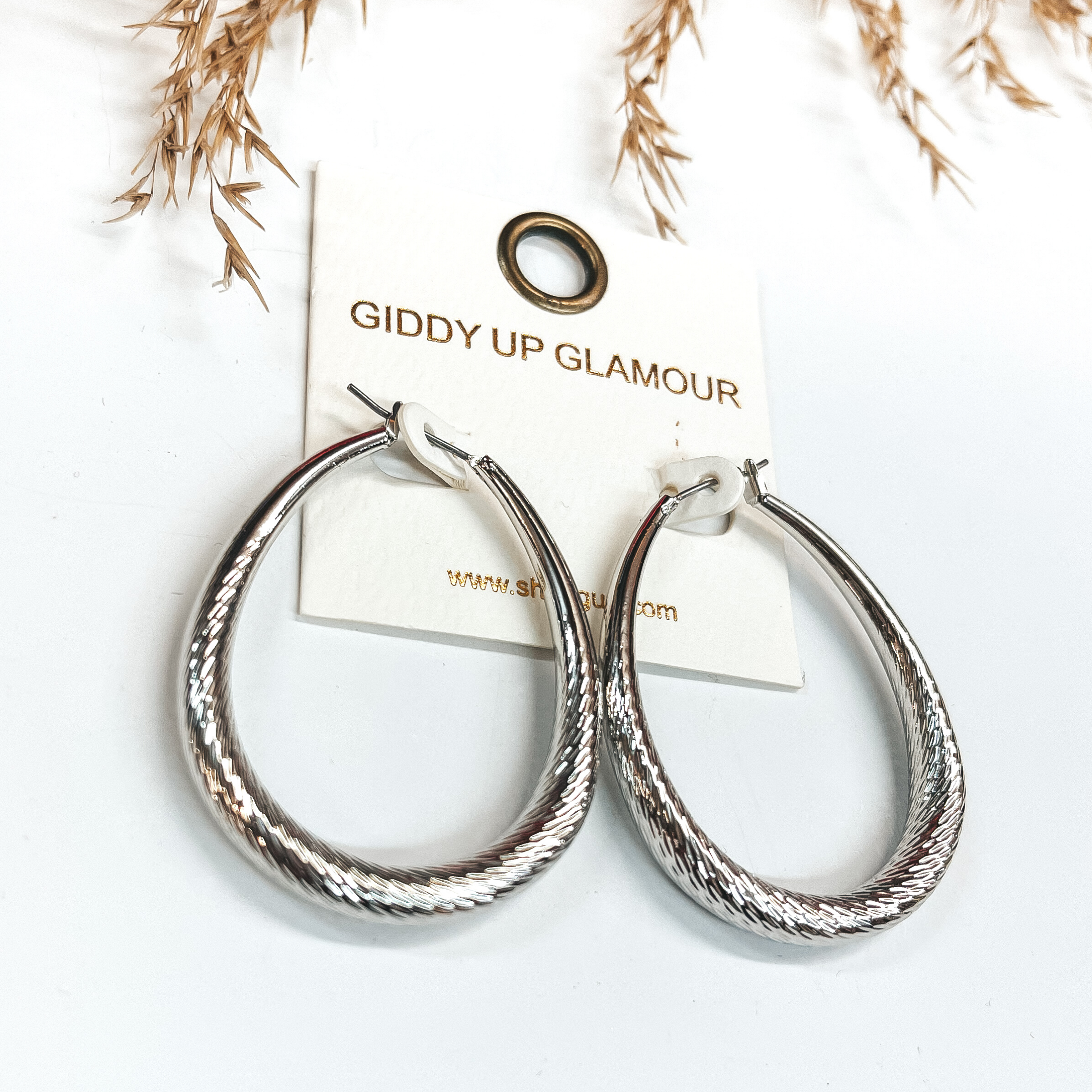 Twisted Textured Teardrop Earrings in Silver - Giddy Up Glamour Boutique