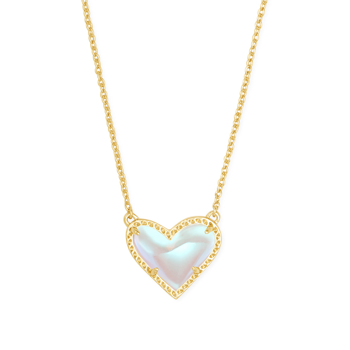 Ari Heart Silver Pendant Necklace in Platinum Drusy | Kendra Scott