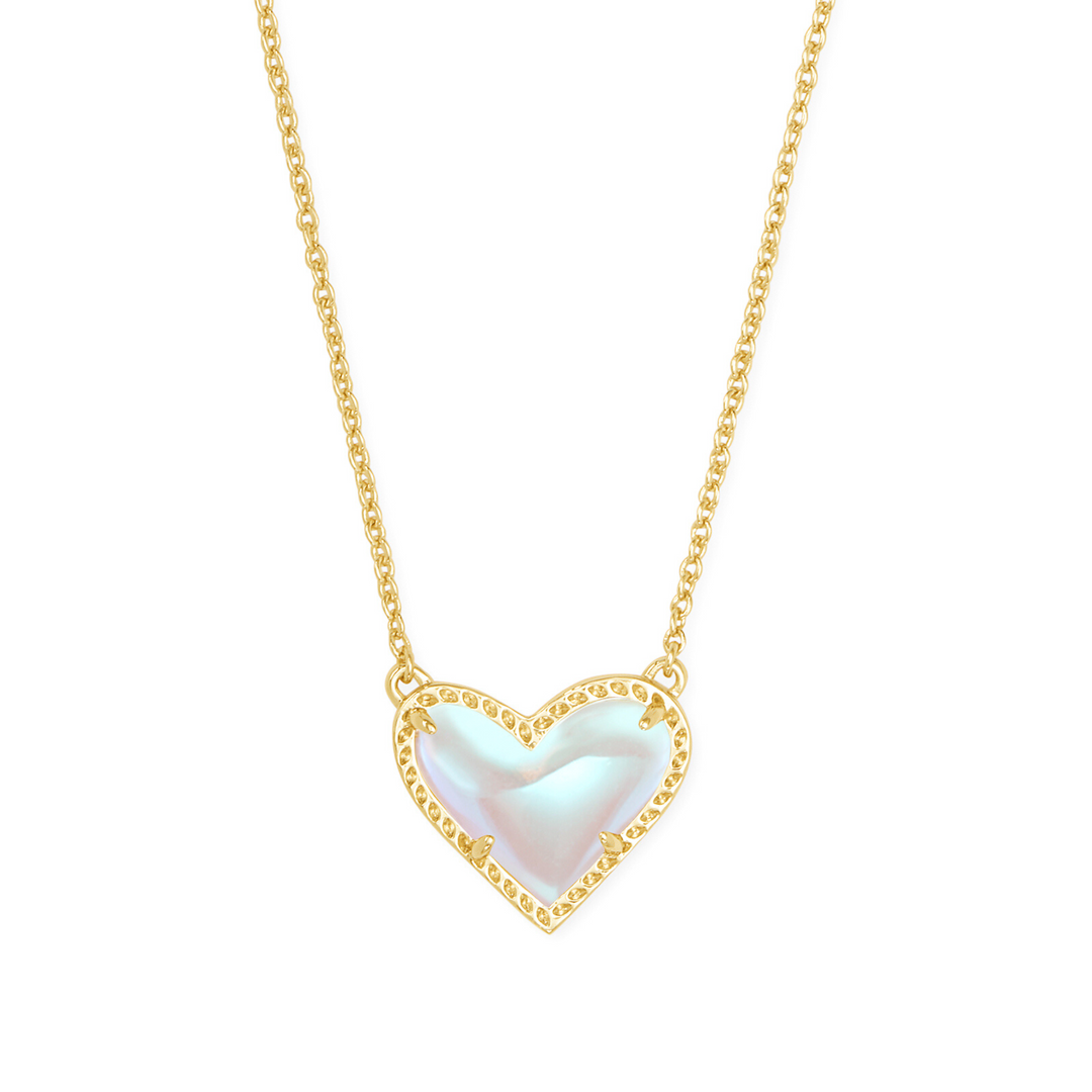Kendra Scott | Ari Heart Gold Pendant Necklace in Dichroic Glass - Giddy Up Glamour Boutique