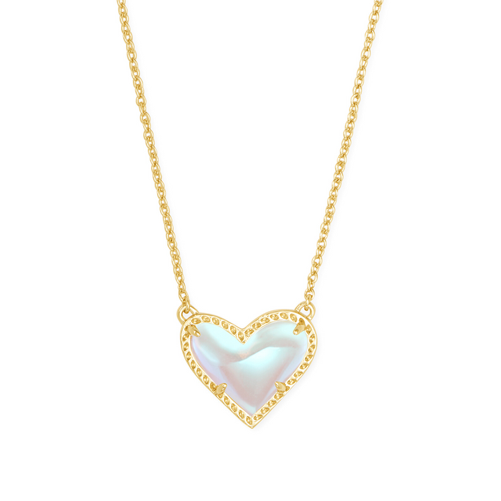 Kendra Scott | Ari Heart Gold Pendant Necklace in Dichroic Glass - Giddy Up Glamour Boutique