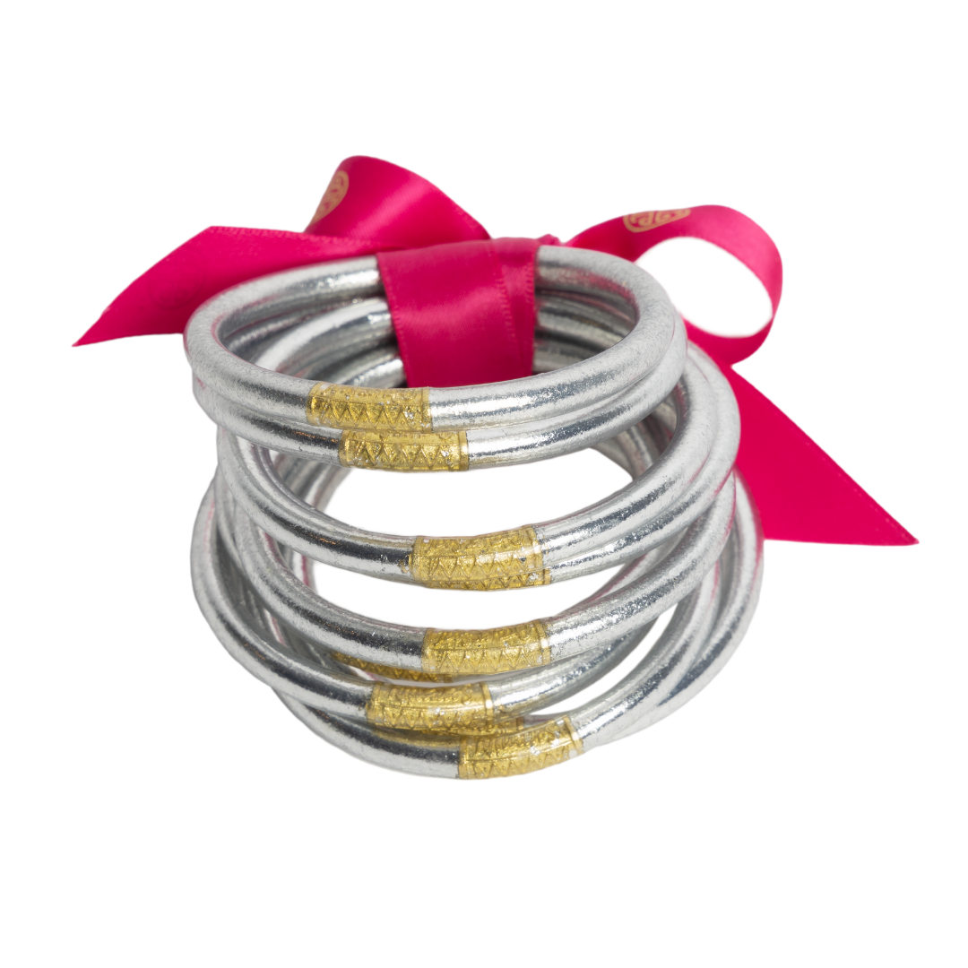 BuDhaGirl | Set of Nine | All Weather Bangles in Silver - Giddy Up Glamour Boutique
