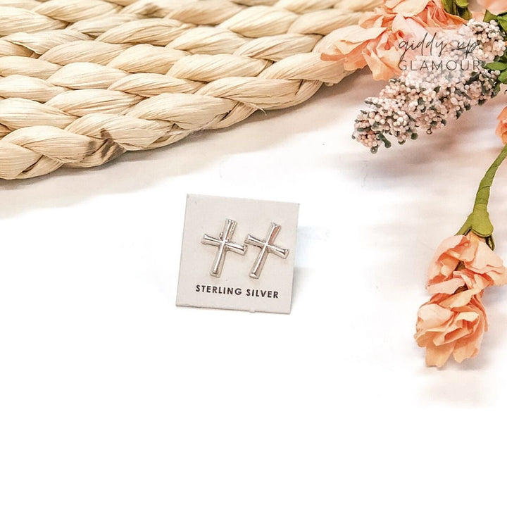 Lorraine Chee | Navajo Handmade Sterling Cross Stud Earrings - Giddy Up Glamour Boutique