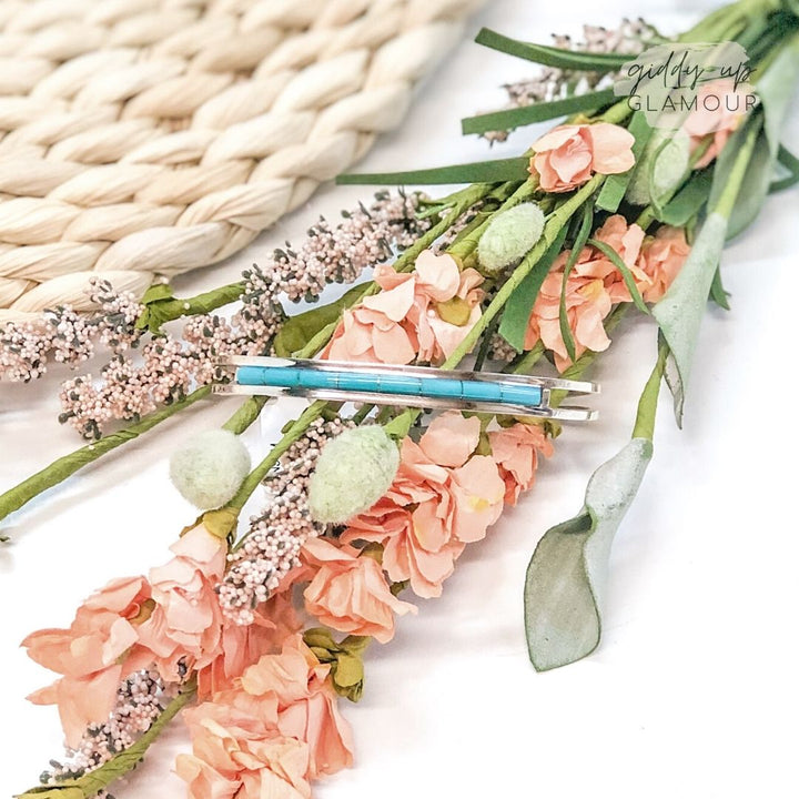 Anson Wallace | Zuni Handmade Sterling Silver Cuff with Single Row Turquoise Inlay - Giddy Up Glamour Boutique