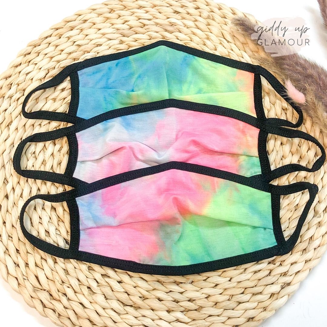Can't Cover Style Tie Dye Cloth Face Covering in Neon - Giddy Up Glamour Boutique