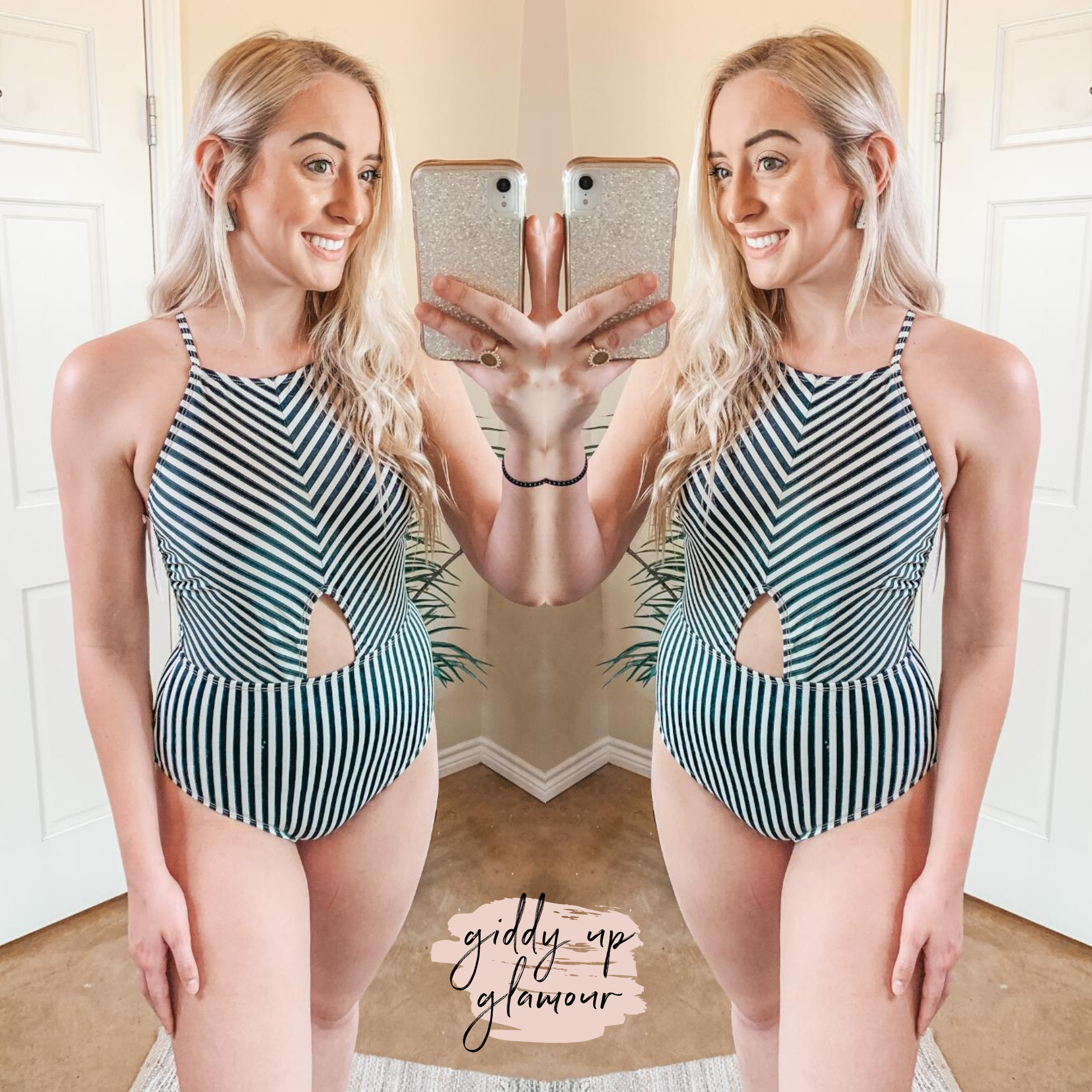 Isle See You Later Striped One Piece Swimsuit in Black and White - Giddy Up Glamour Boutique