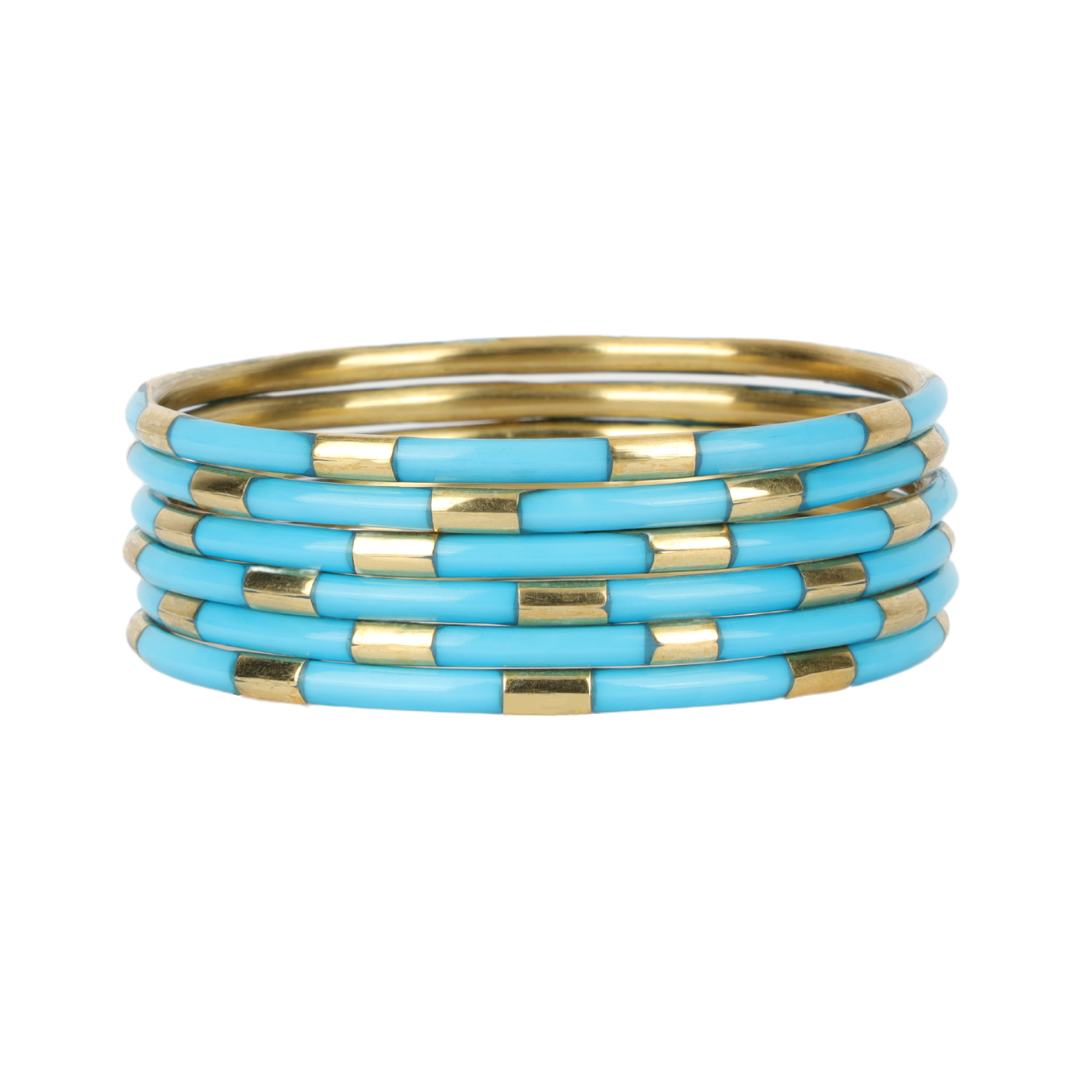 BuDhaGirl | Set of Six | Veda Bangles in Turquoise - Giddy Up Glamour Boutique