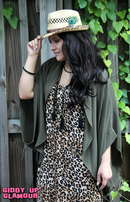 Stay Classic Kimono in Olive Green - Giddy Up Glamour Boutique