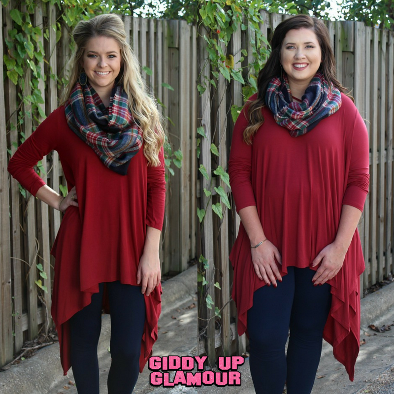 Navy, Green and Red Plaid Infinity Scarf - Giddy Up Glamour Boutique