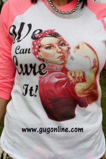 Last Chance Size XS | We Can Cure It Neon Pink Baseball Tee - Giddy Up Glamour Boutique