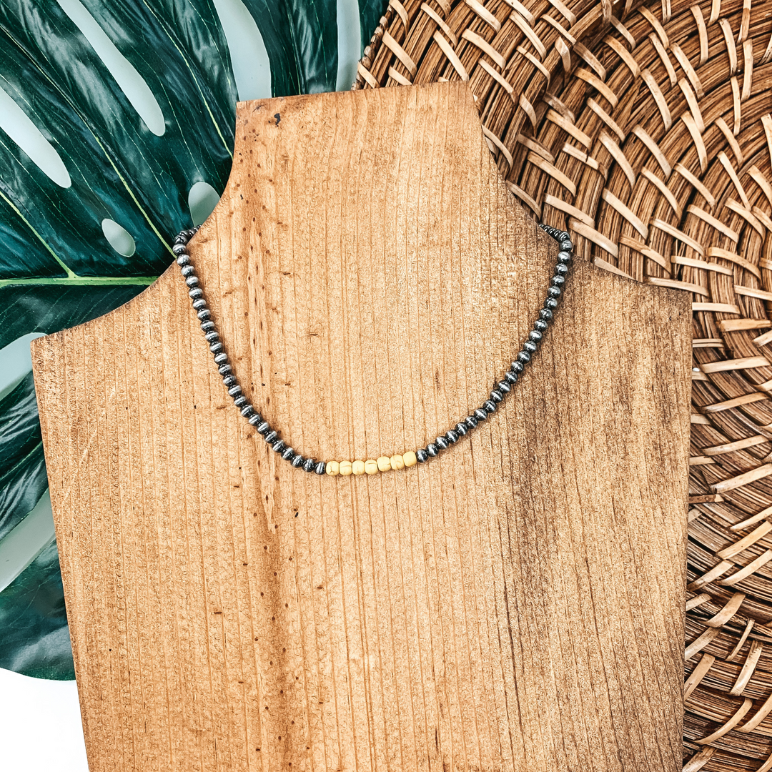 Small Navajo Inspired Beaded Necklace with Yellow Beads - Giddy Up Glamour Boutique