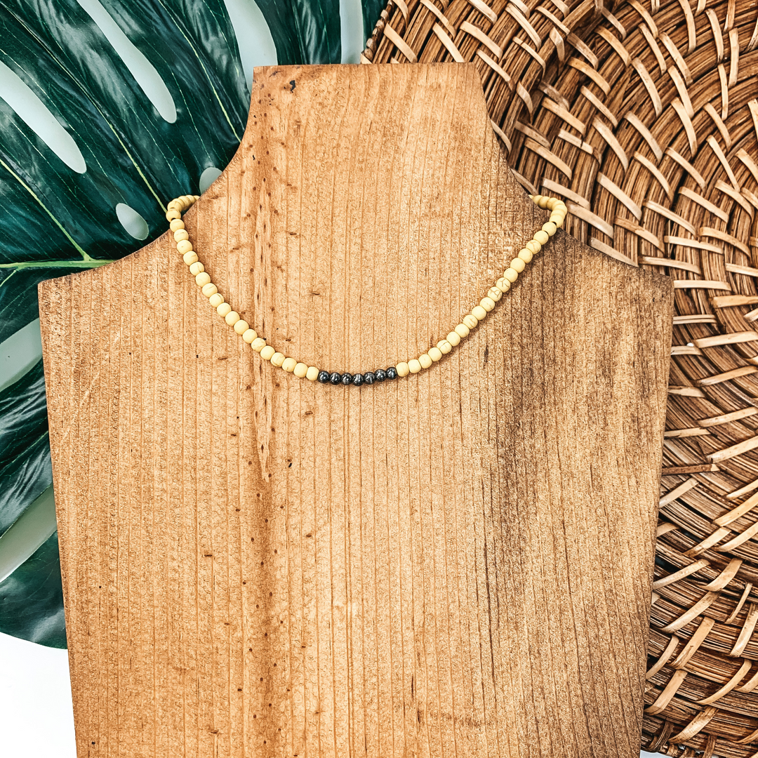 Small Stone Beaded Necklace with Navajo Inspired Beads In Yellow - Giddy Up Glamour Boutique