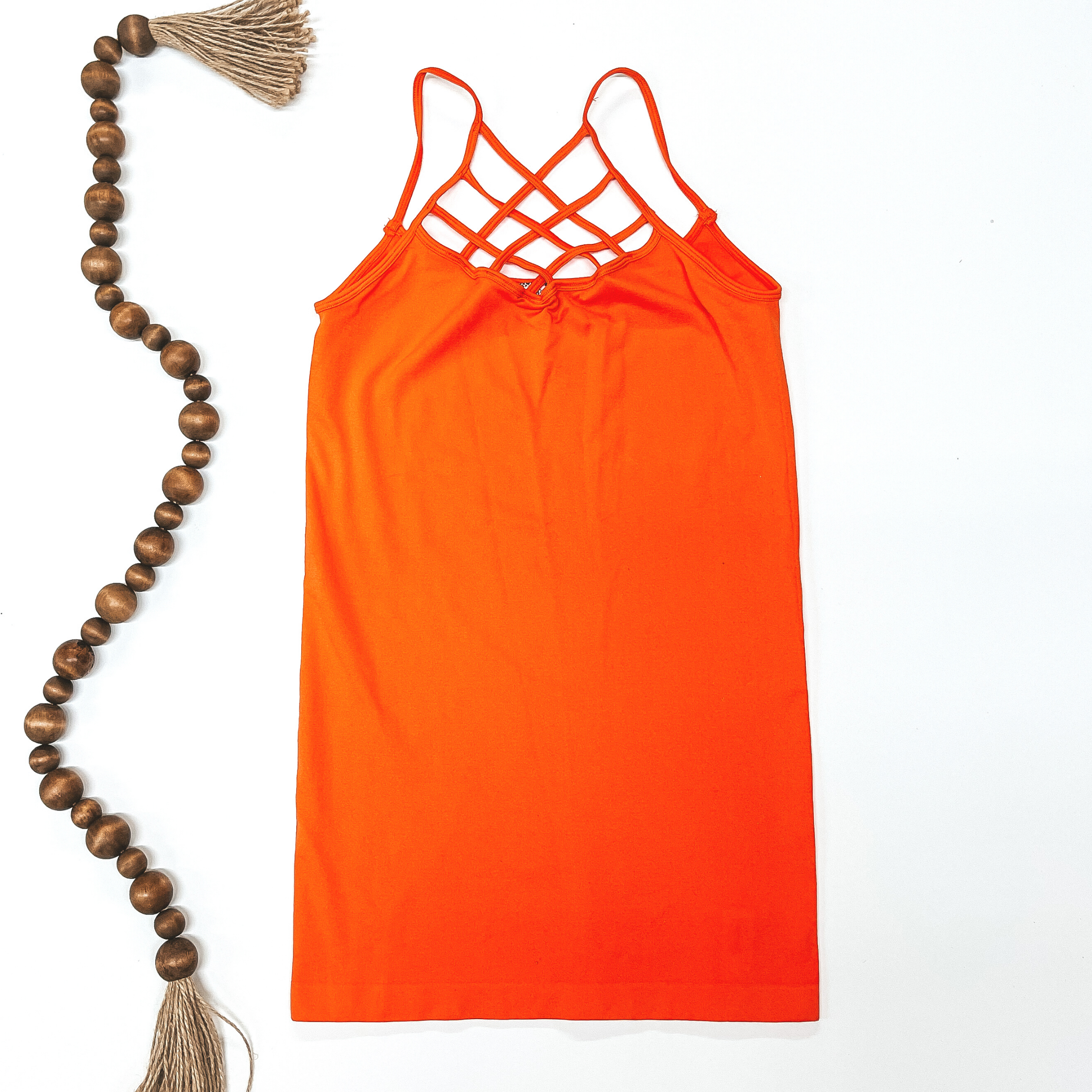 Crossing The Limits Strappy Camisole in Orange - Giddy Up Glamour Boutique