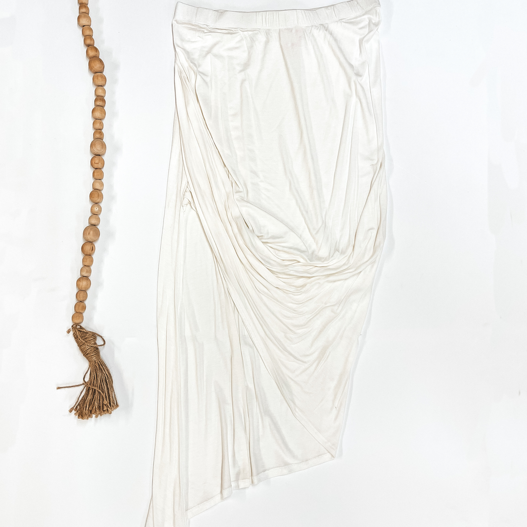 Ivory Draped Asymmetrical Skirt - Giddy Up Glamour Boutique