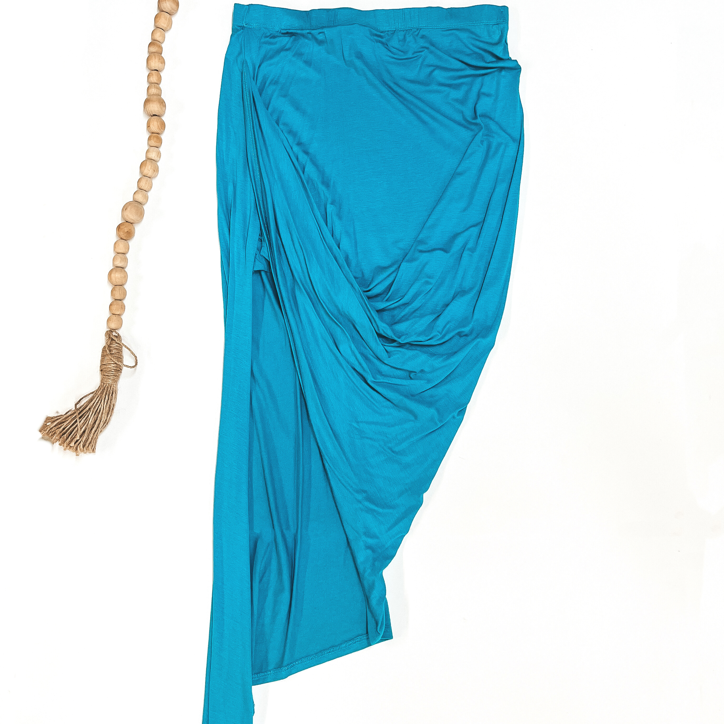 Turquoise Draped Asymmetrical Skirt - Giddy Up Glamour Boutique