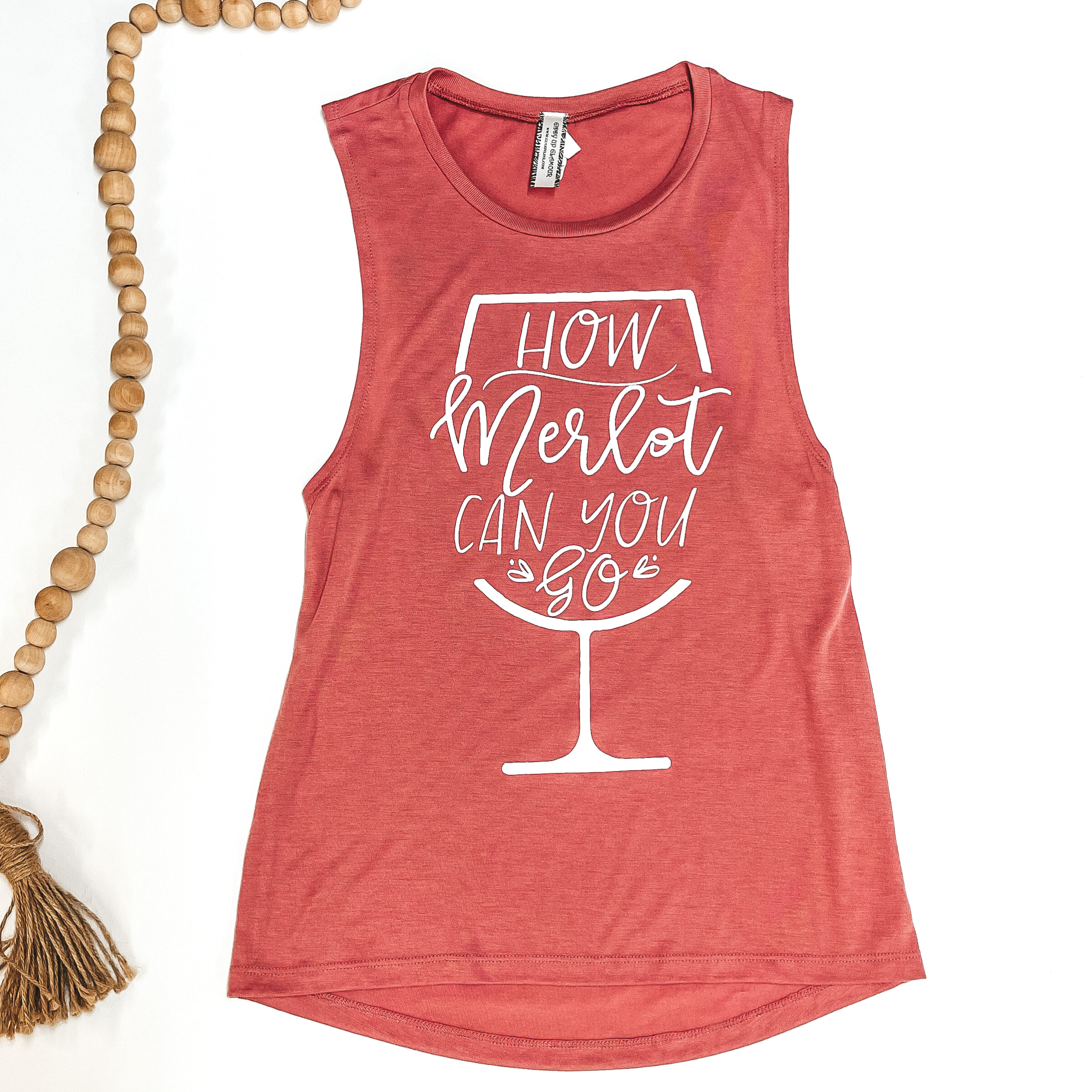 How Merlot Can You Go Muscle Tank in Mauve - Giddy Up Glamour Boutique