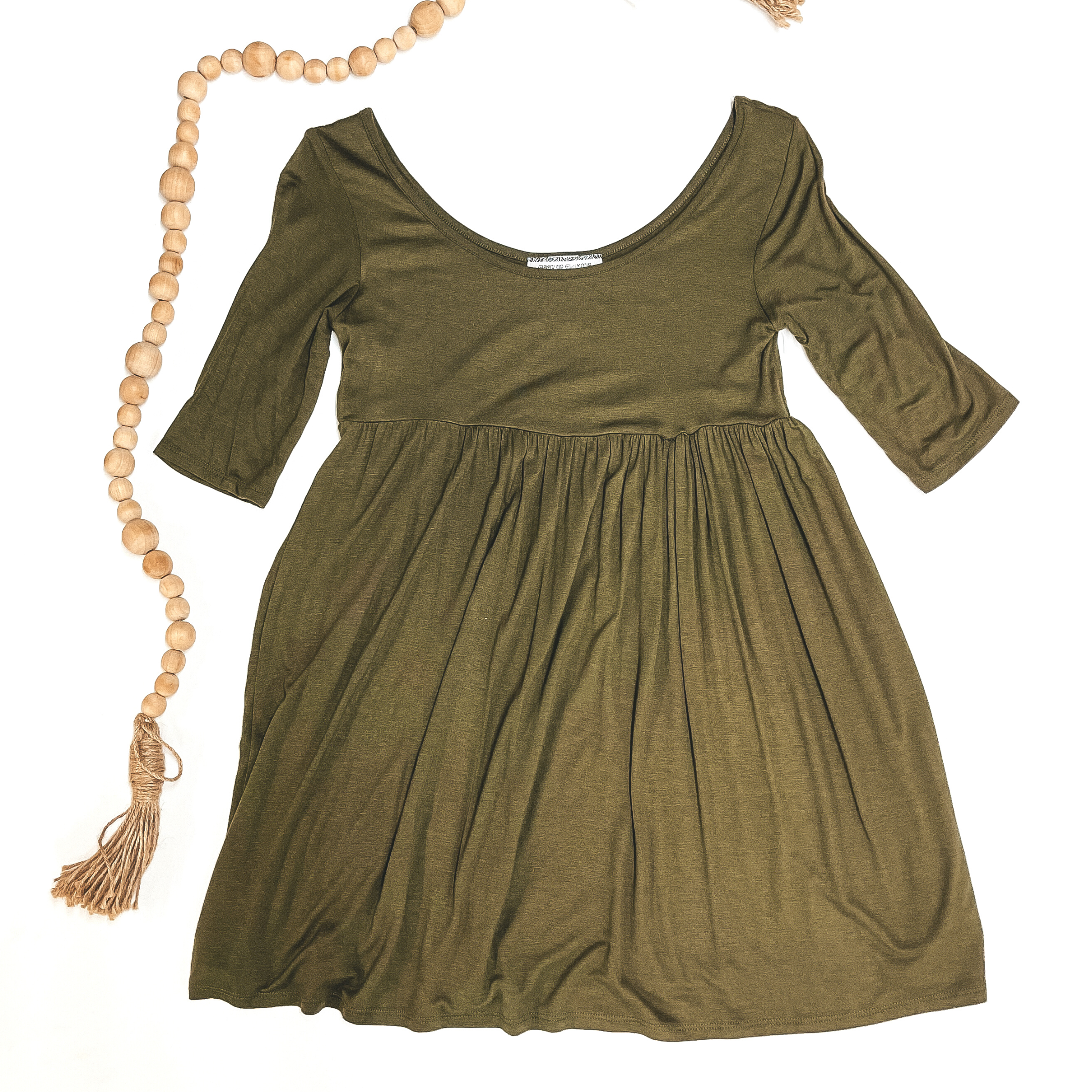 Last Chance Size Small & Med. | Olive Green Babydoll Top - Giddy Up Glamour Boutique