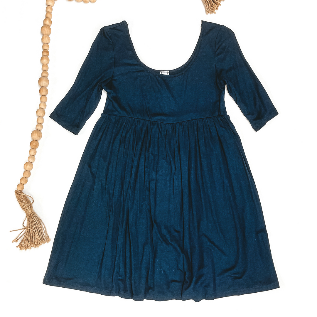 Last Chance Size Small | Navy Blue Babydoll Top - Giddy Up Glamour Boutique