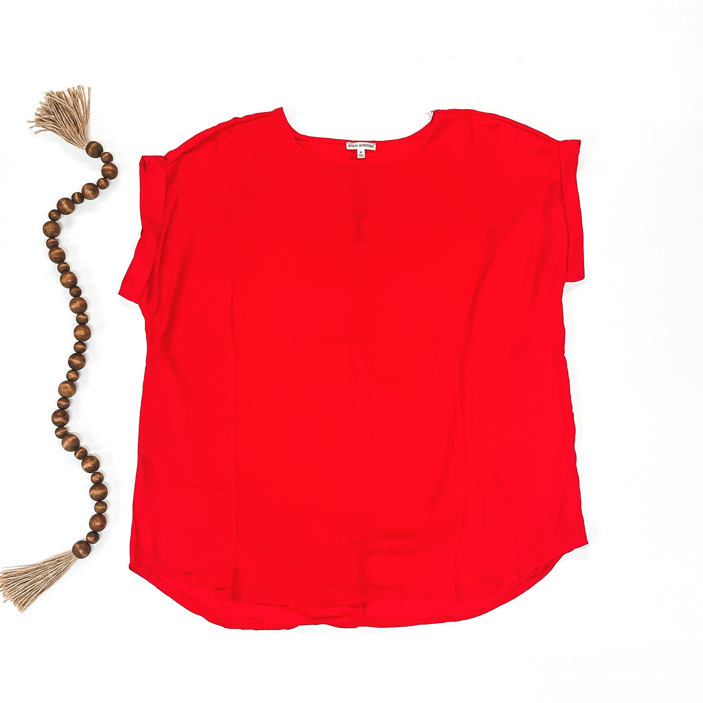 Ruby Red Short Sleeve Tunic - Giddy Up Glamour Boutique