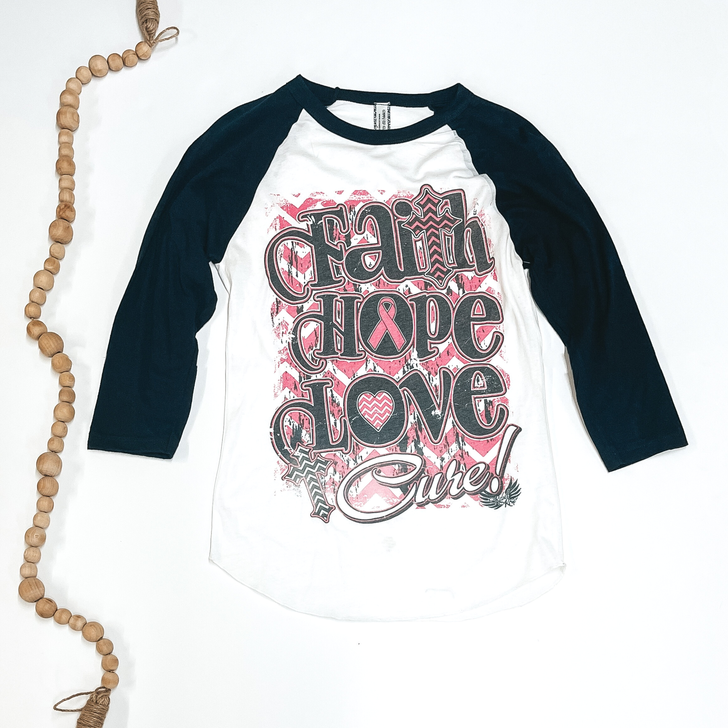 Last Chance Size XS | Faith, Hope, and Love Cure Baseball Tee | ONLY 1 LEFT! - Giddy Up Glamour Boutique