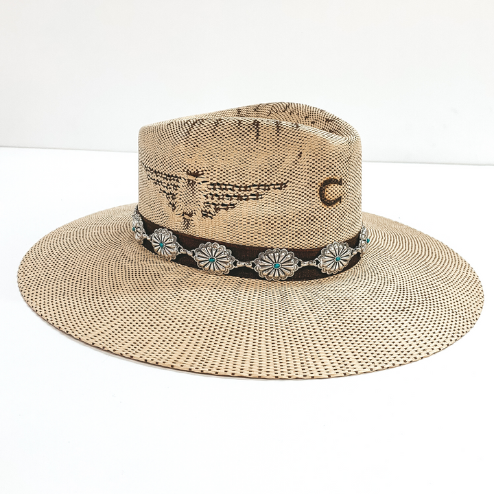 Silver Tone Concho Hat Band with Faux Turquoise Stones - Giddy Up Glamour Boutique