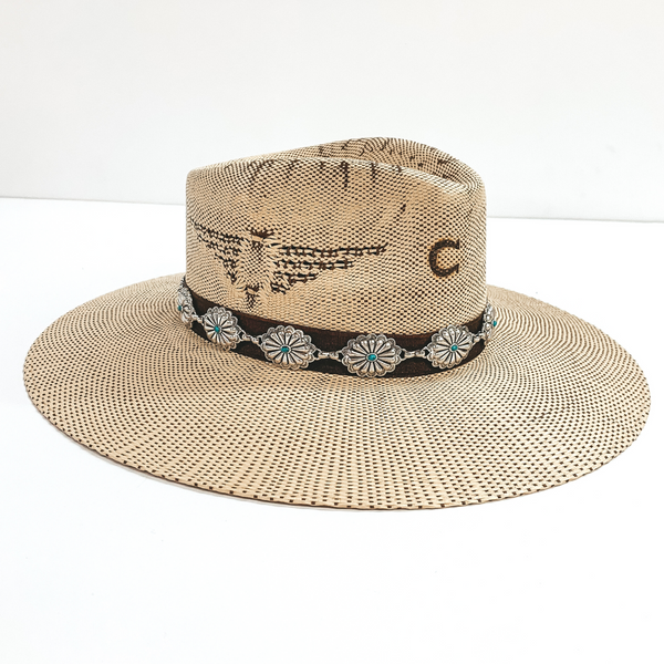 Silver Tone Concho Hat Band with Faux Turquoise Stones