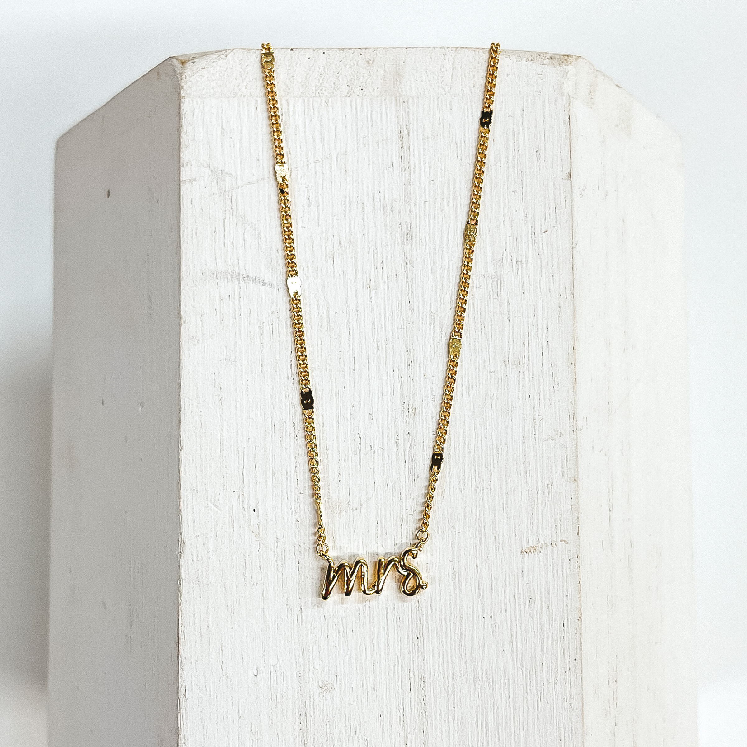 Gold Chain Necklace with Mrs. Pendant - Giddy Up Glamour Boutique