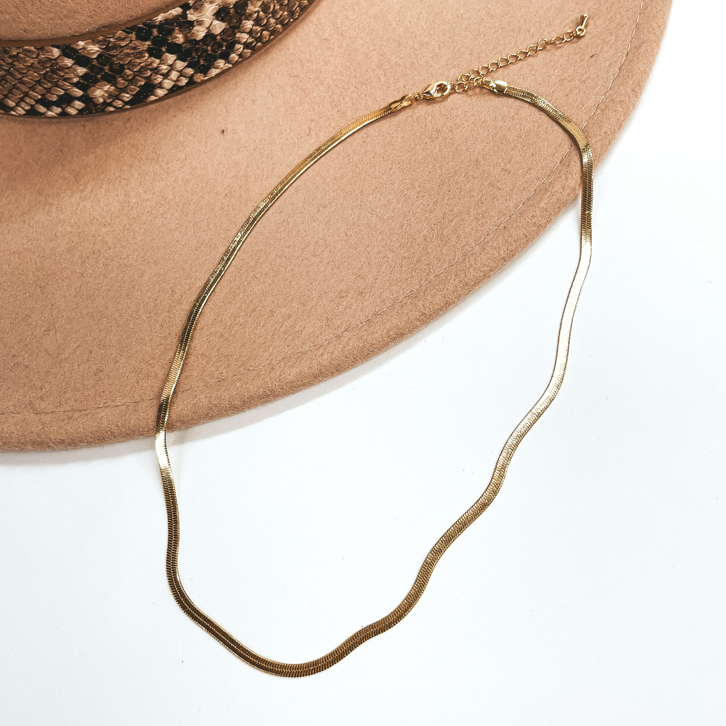 Gold Dipped Herringbone Chain Necklace - Giddy Up Glamour Boutique