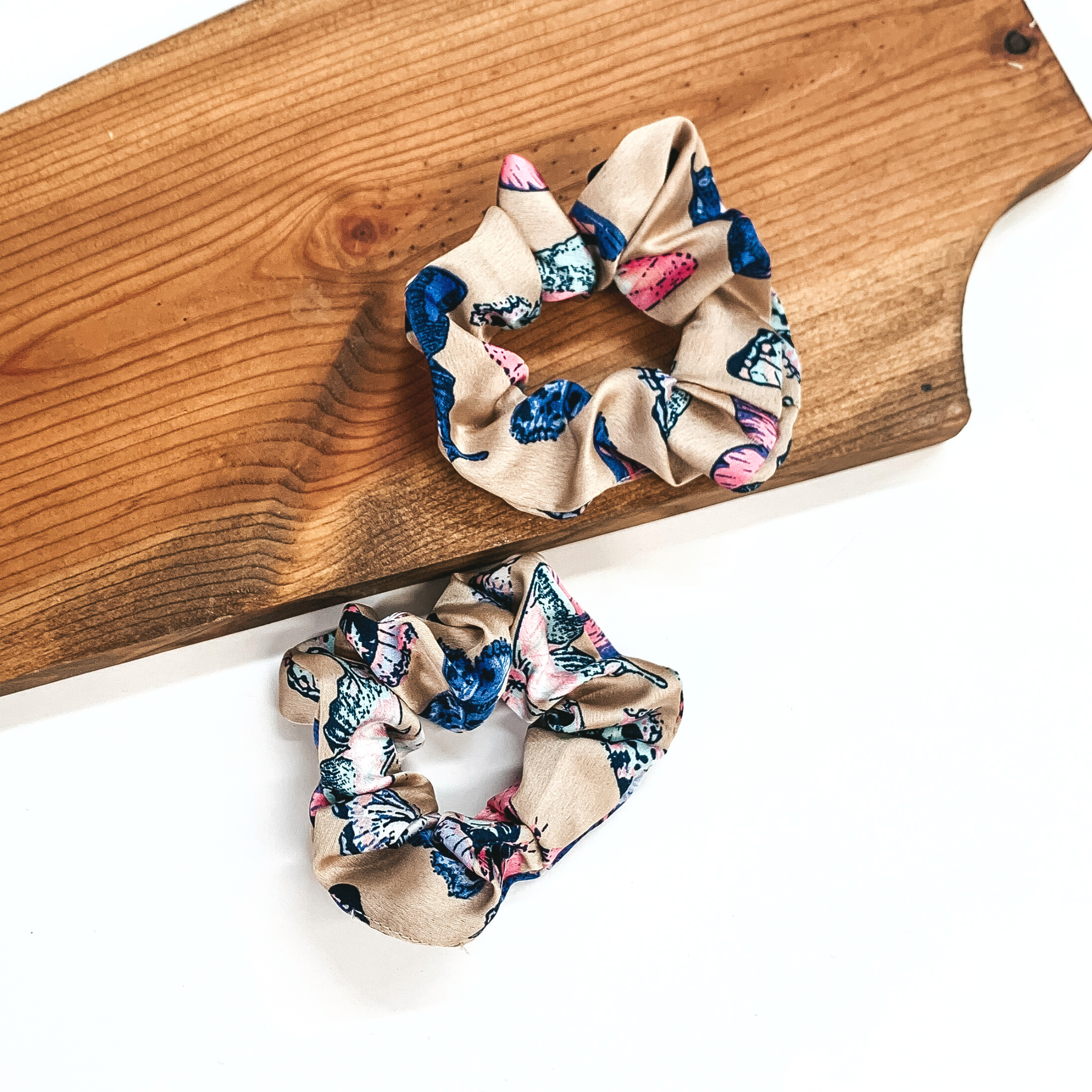 Satin Butterfly Print Scrunchies - Giddy Up Glamour Boutique