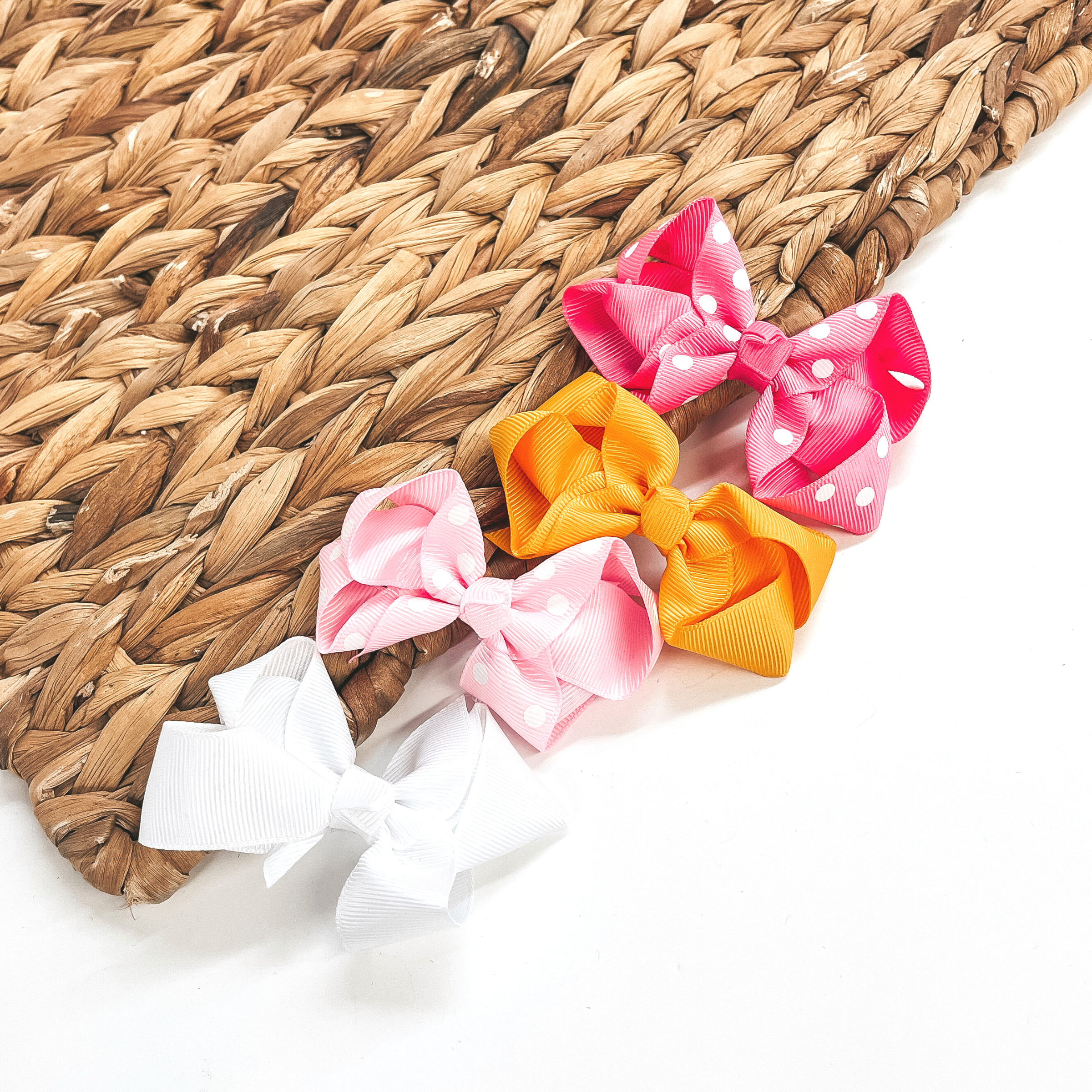 Buy 3 for $10 | Set of Four | Hair Bows with Polka Dots in Assorted Colors - Giddy Up Glamour Boutique