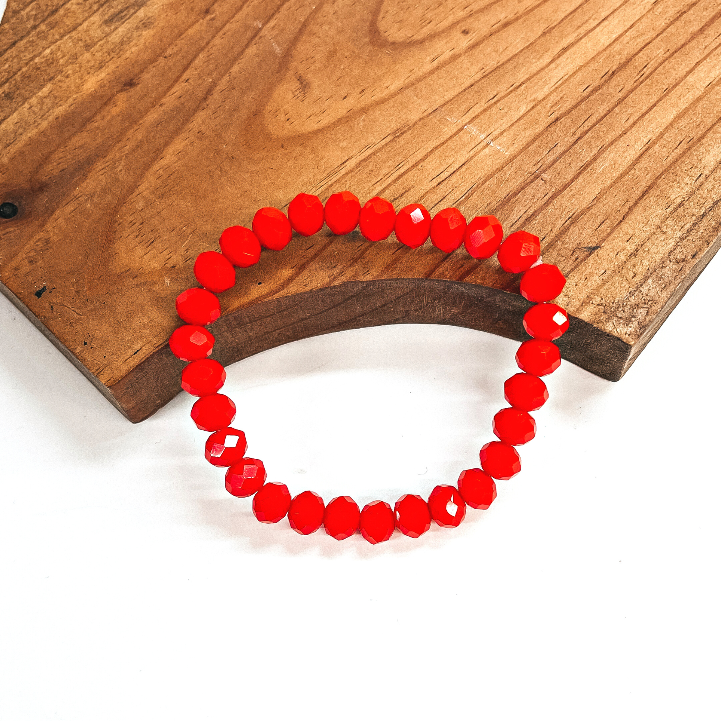Buy 3 for $10 | Crystal Beaded Stacker Bracelet in Bright Red - Giddy Up Glamour Boutique