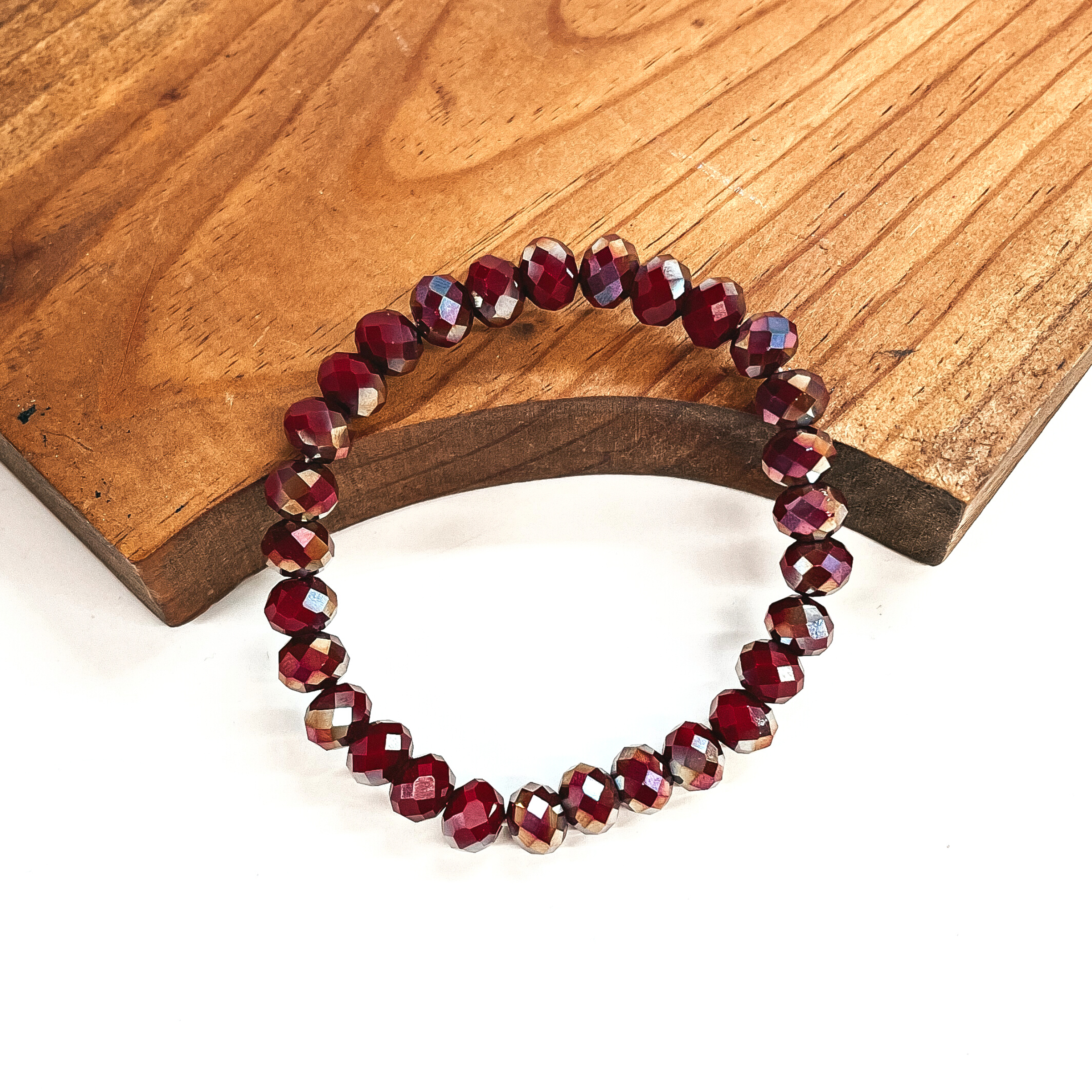 Buy 3 for $10 | Crystal Beaded Stacker Bracelet in Burgundy AB - Giddy Up Glamour Boutique