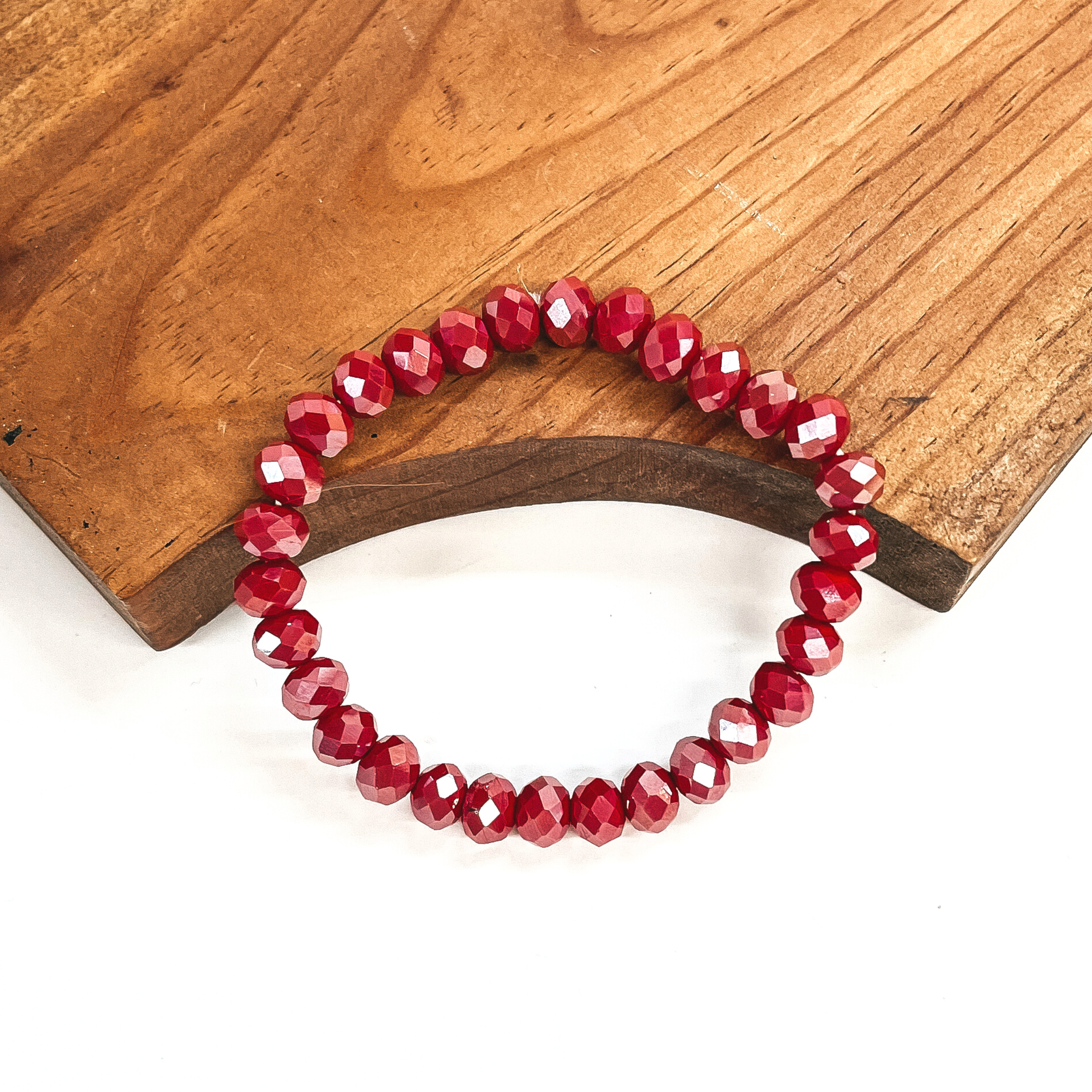 Buy 3 for $10 | Crystal Beaded Stacker Bracelet in Dark Red AB - Giddy Up Glamour Boutique