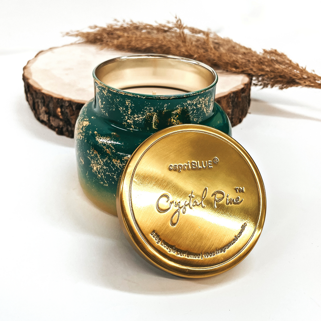 Capri Blue | 19 oz. Glimmer Signature Jar Candle | Crystal Pine - Giddy Up Glamour Boutique