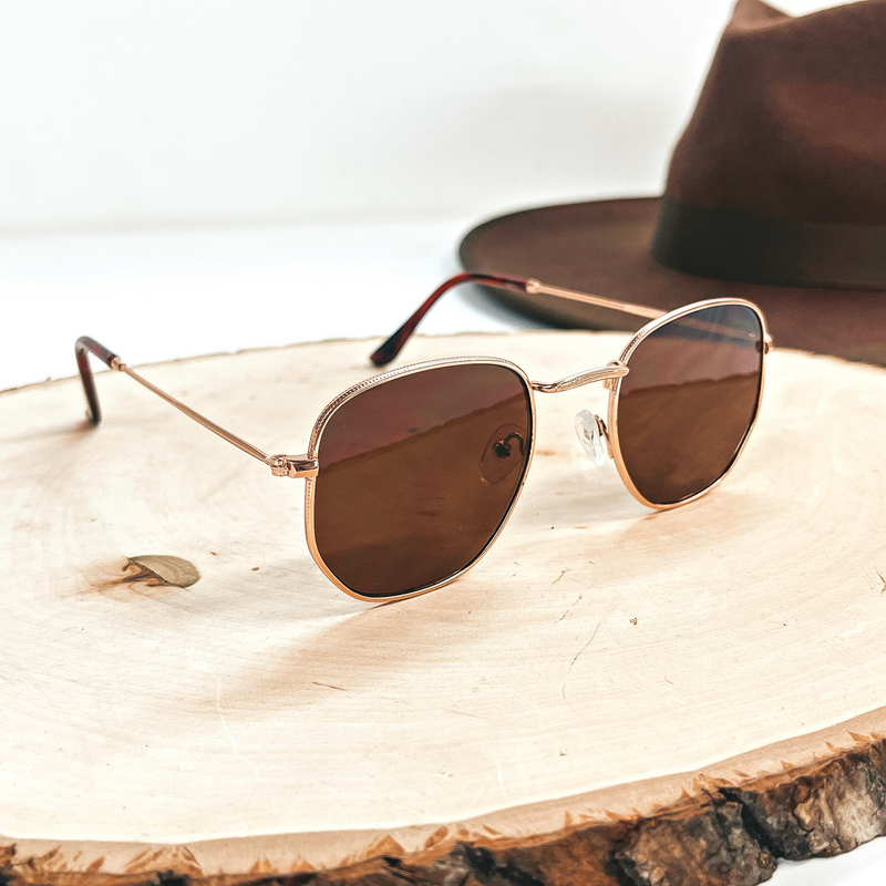 Aviator Square Sunglasses in Brown