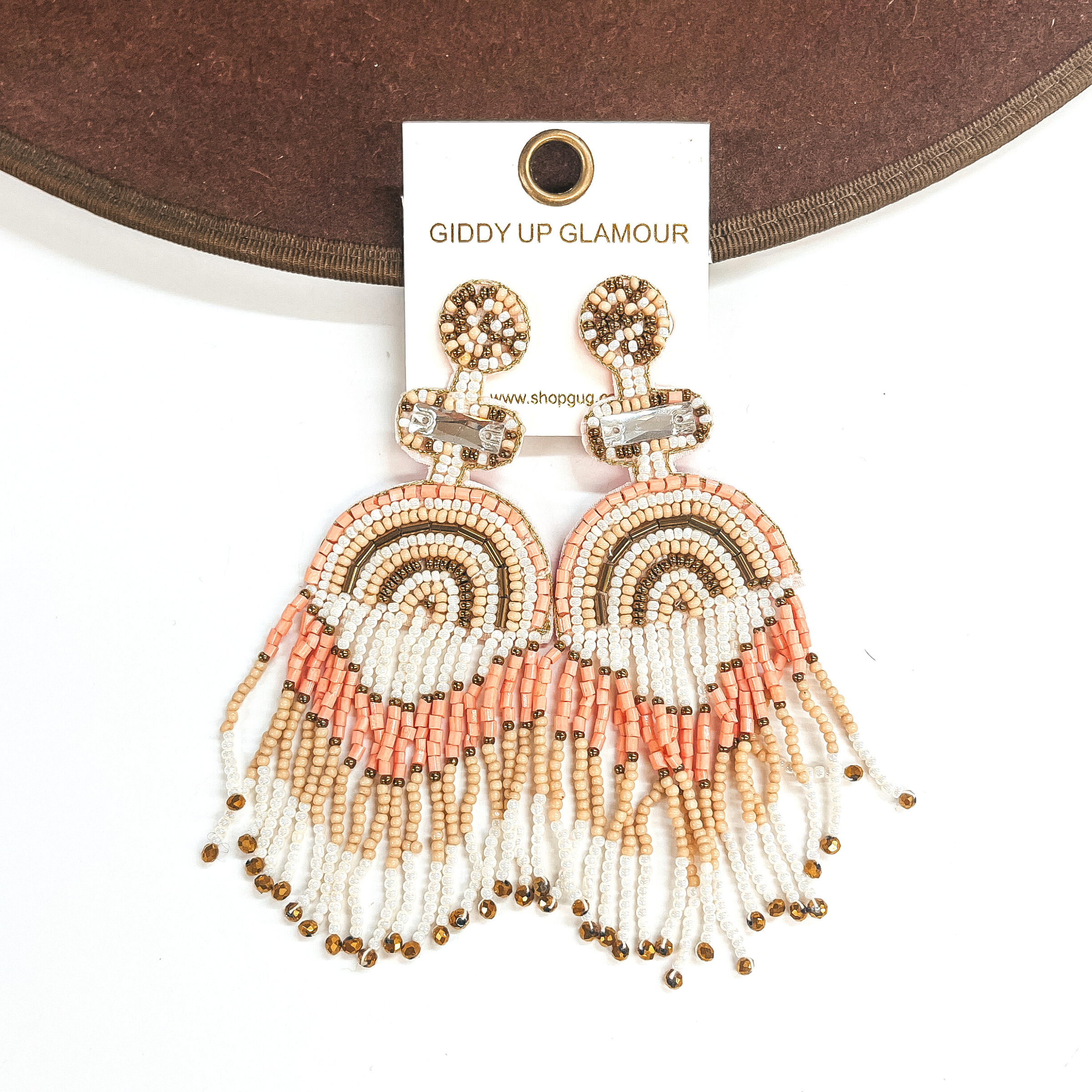 Balcony Views Seed Bead Fringe Earrings in Blush - Giddy Up Glamour Boutique