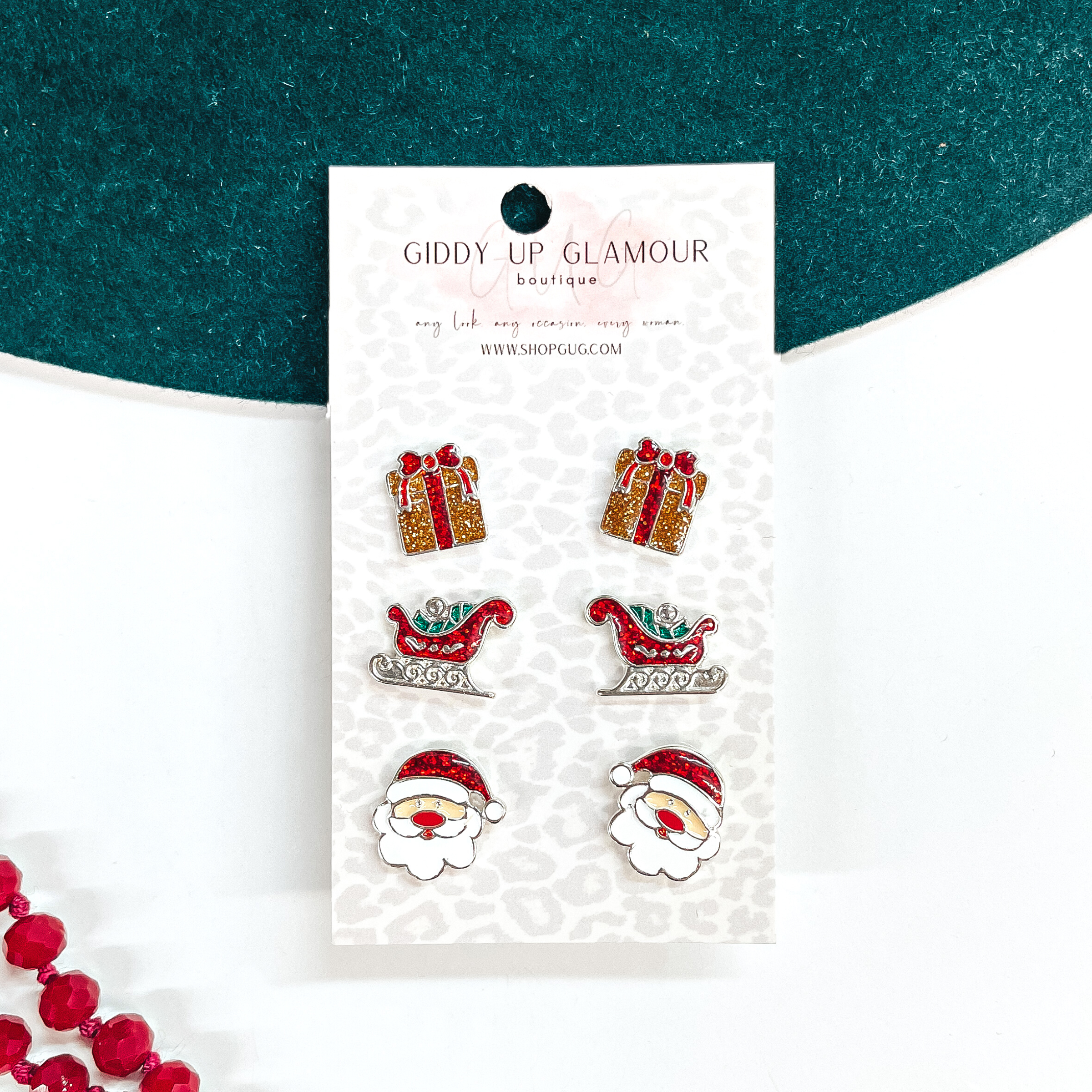 Santa Claus Earring Stud Set - Giddy Up Glamour Boutique