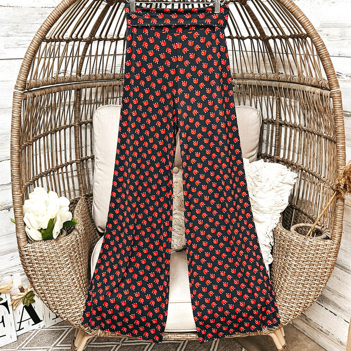 Elephant Print Wide Leg Pants in Black and Red - Giddy Up Glamour Boutique
