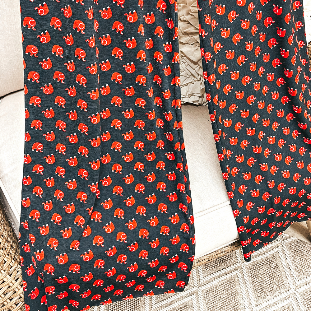 Elephant Print Wide Leg Pants in Black and Red - Giddy Up Glamour Boutique