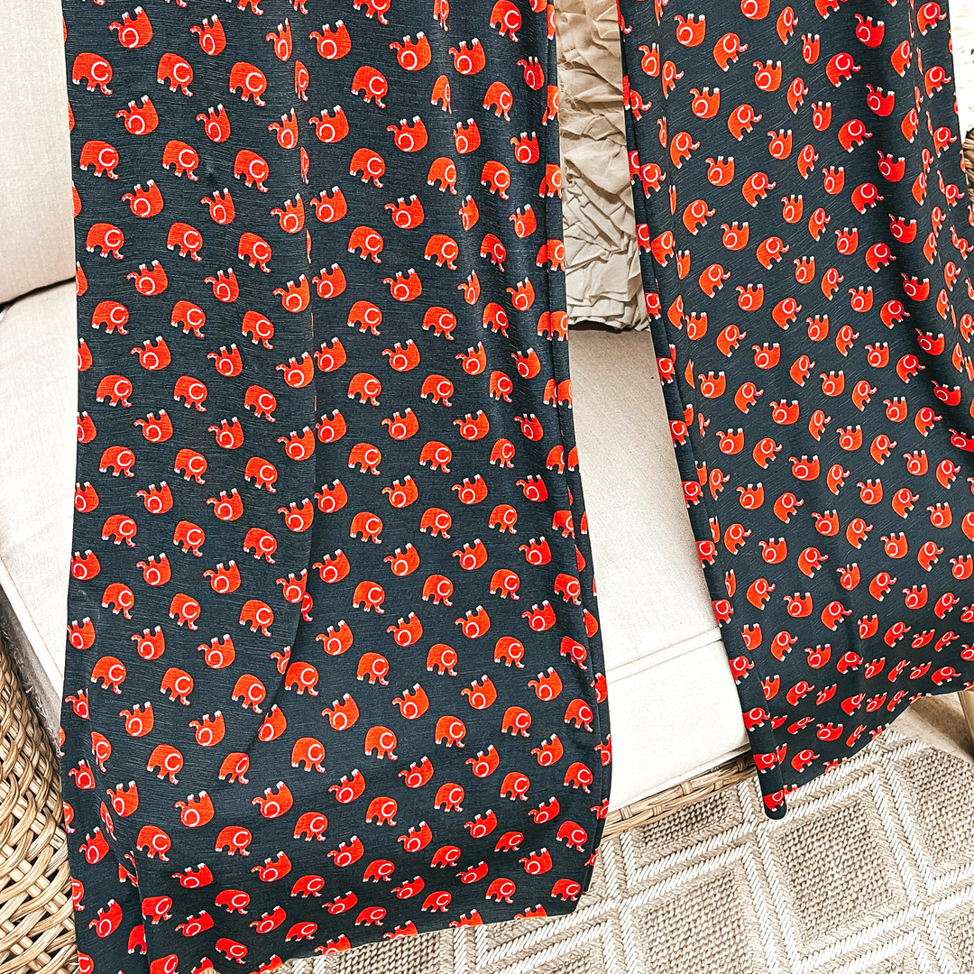 Elephant Print Wide Leg Pants in Black and Red - Giddy Up Glamour Boutique