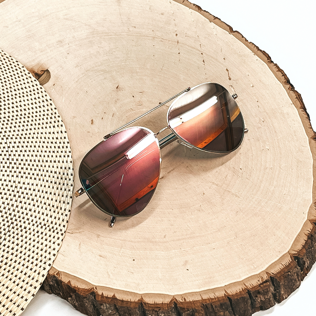 Fall For Me Aviator Style Holographic Sunglasses - Giddy Up Glamour Boutique