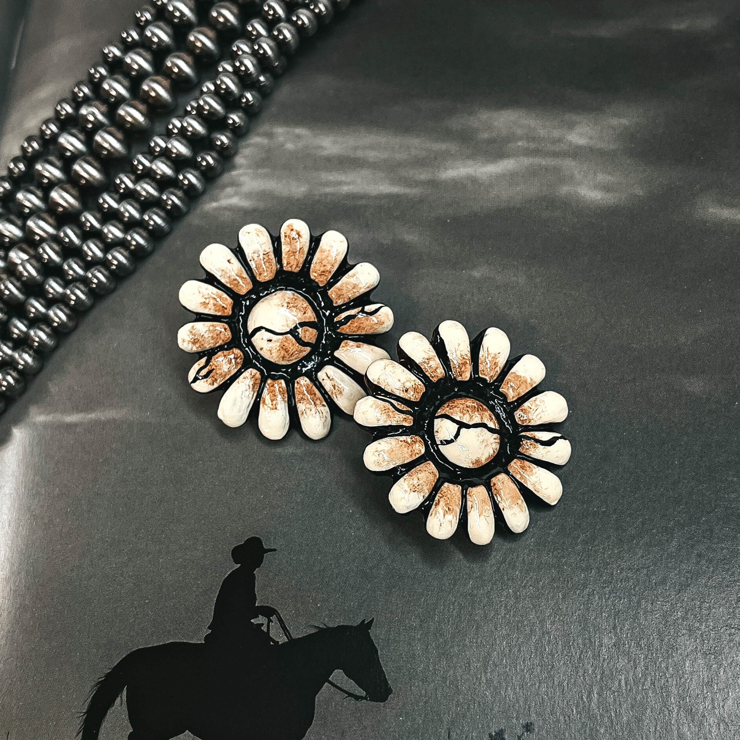 Jericho Clay Post Back Earrings in Ivory - Giddy Up Glamour Boutique